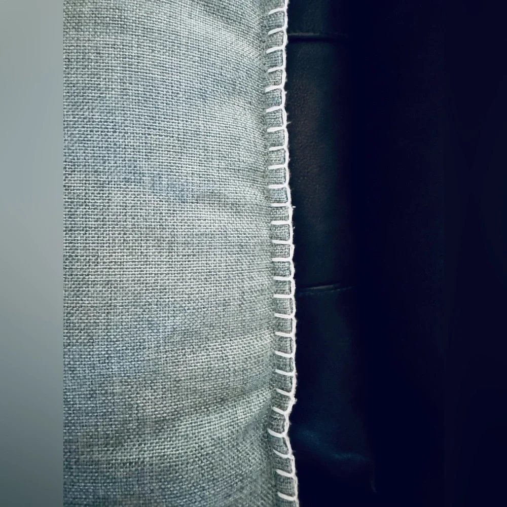 22 inch Pillow Cover textured linen look white stitching whipstitch